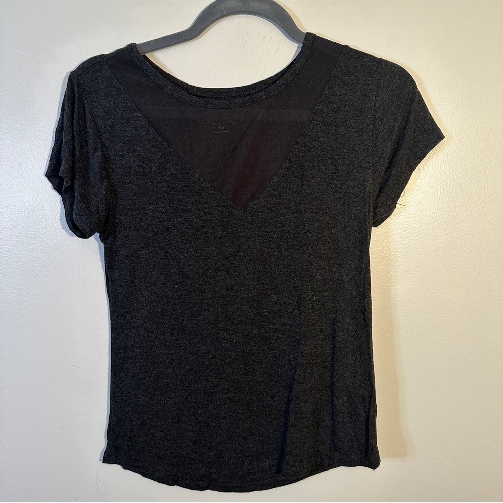 Adam Levine Grey Mesh V Neck Blouse Size XS